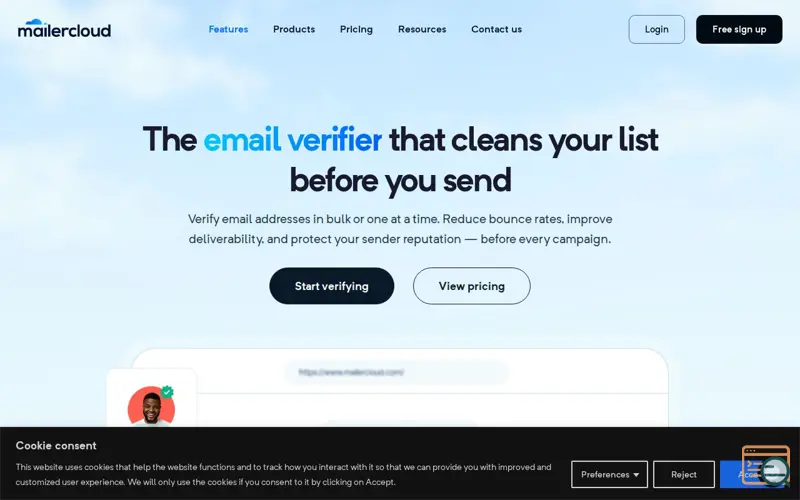 Screenshot of Mailercloud Email Verifier