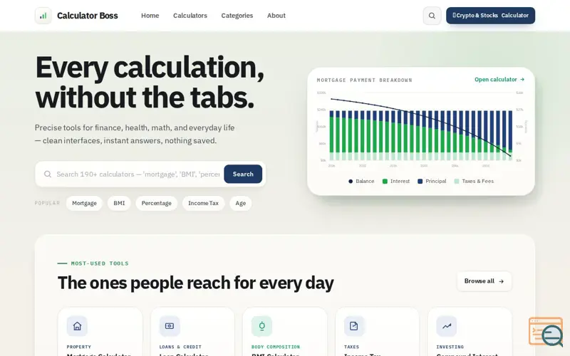 Screenshot of Calculator Boss -Free Online Calculators