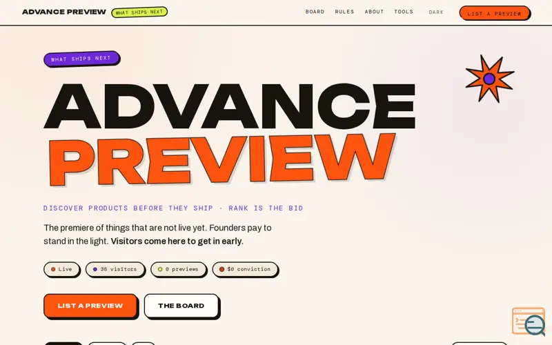Screenshot of Advance Preview