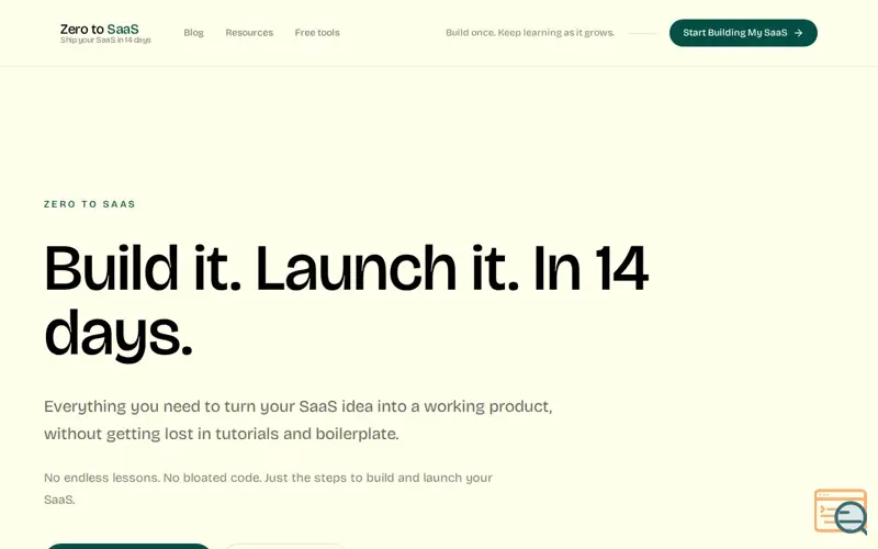 Screenshot of Zero to SaaS