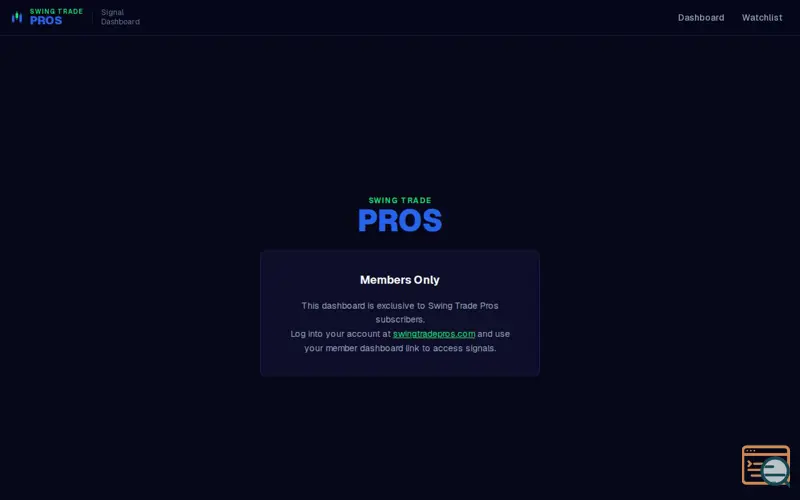 Screenshot of SwingTradePros Alert Dashboard