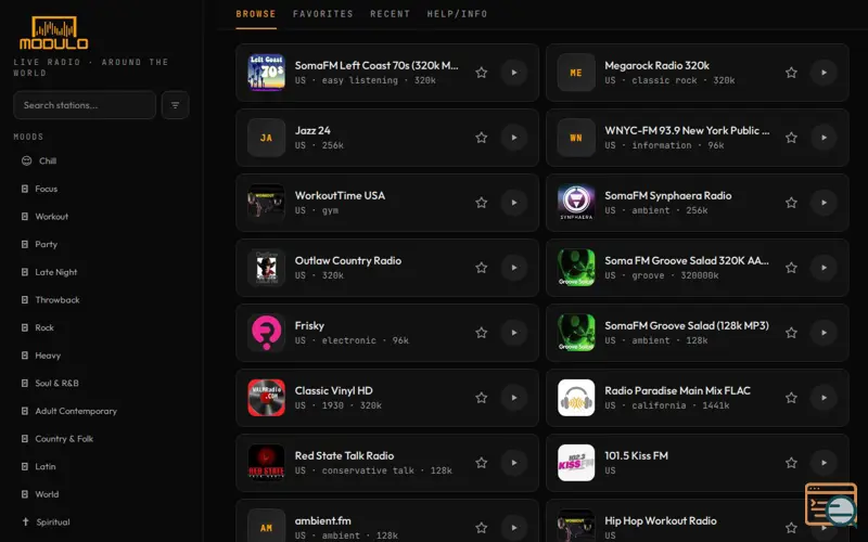 Screenshot of Modulo Radio
