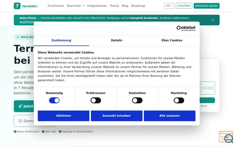 Screenshot of 7termin.de