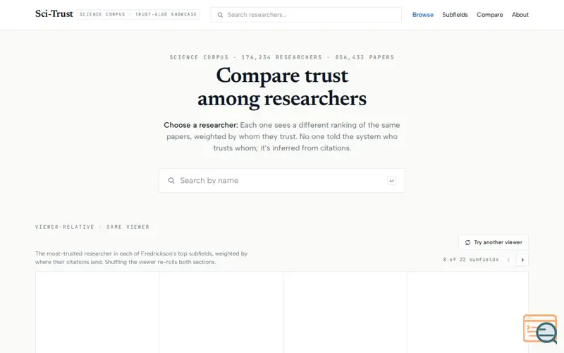 Screenshot of Sci-Trust