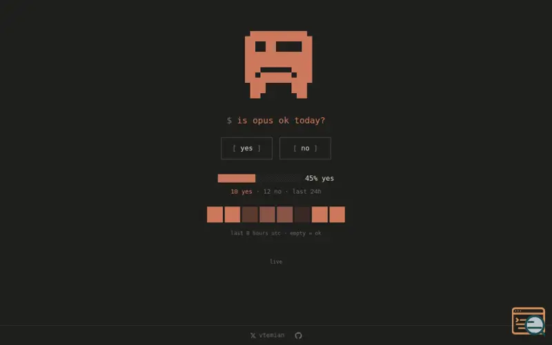Screenshot of Is Opus Ok Today?