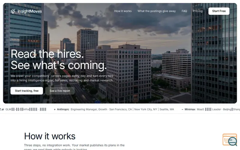 Screenshot of InsightMoves, a launch using Plausible