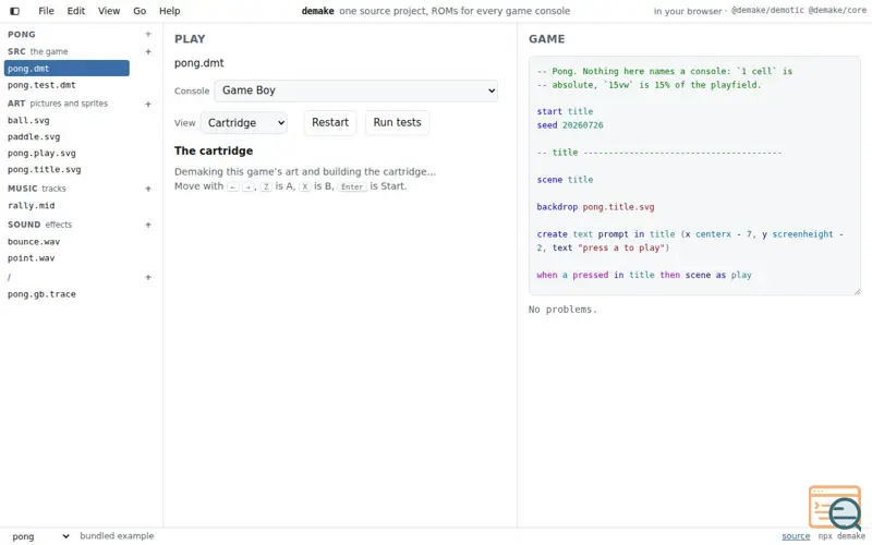 Screenshot of demake