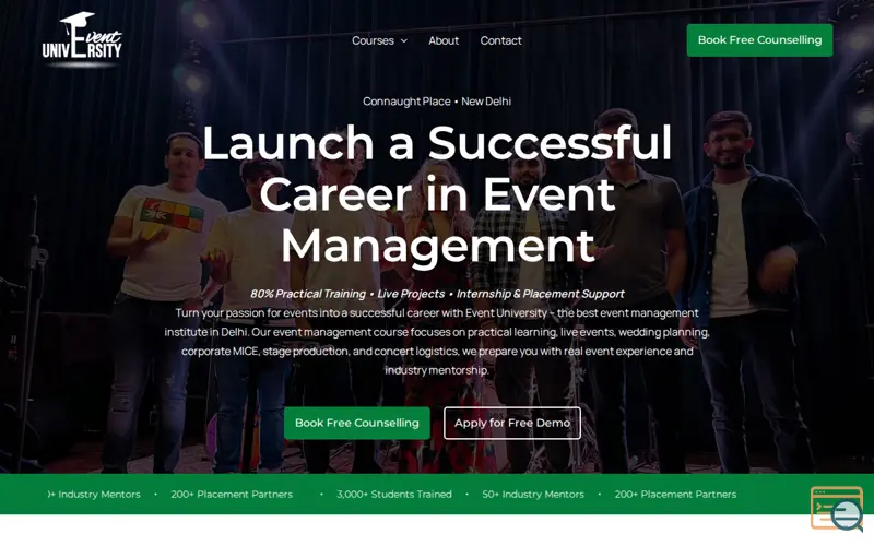 Screenshot of Event University 