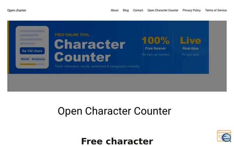 Screenshot of Free Open charter Counter