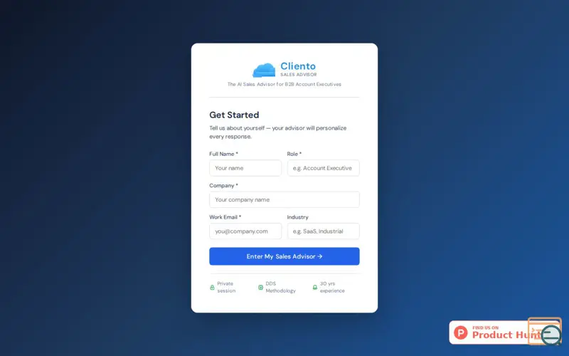 Screenshot of Cliento