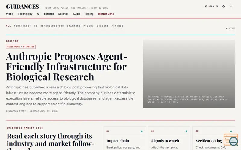 Screenshot of Guidances: Insight, Intelligence, Impact