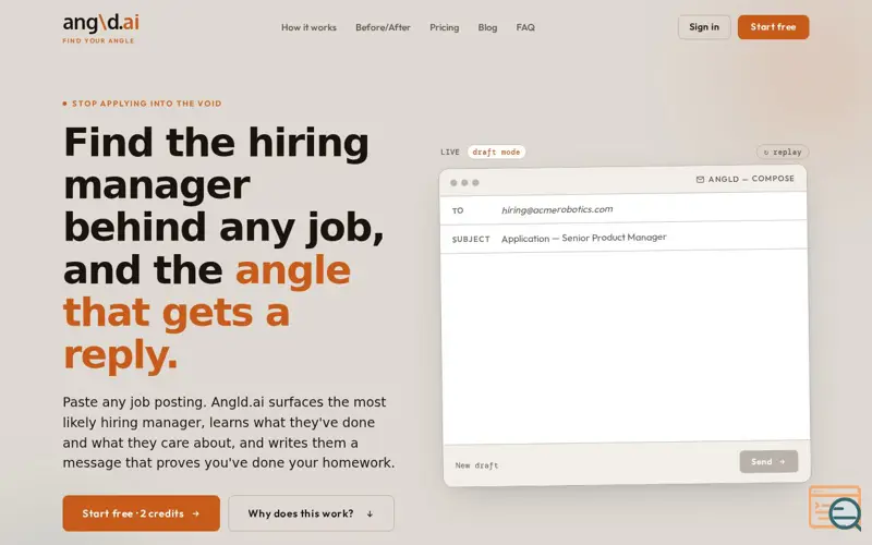 Screenshot of angld.ai