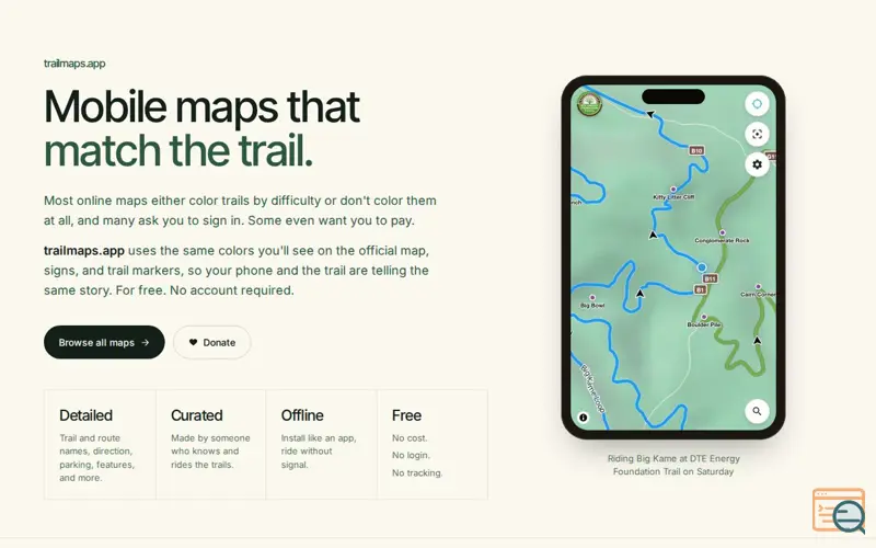 Screenshot of Trailmaps.app, a launch using Linode/Akamai DNS