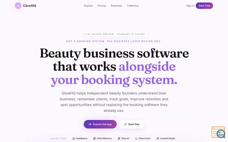 Screenshot of GlowHQ