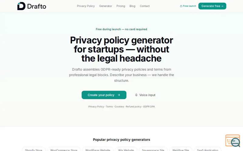 Screenshot of Drafto
