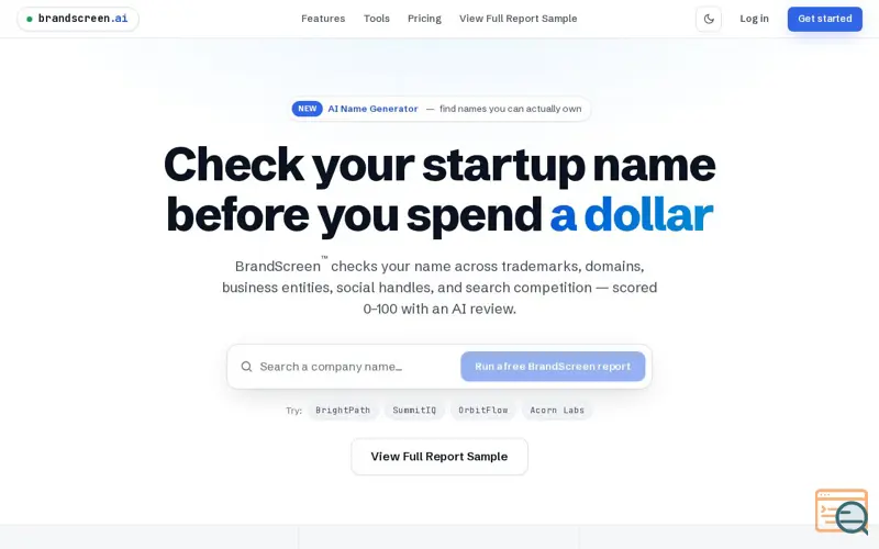 Screenshot of BrandScreen™- Screen brand before build