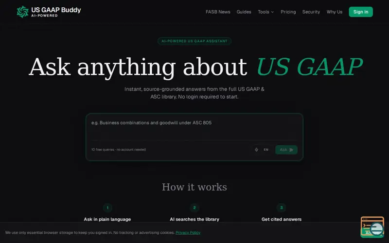 Screenshot of US GAAP Buddy