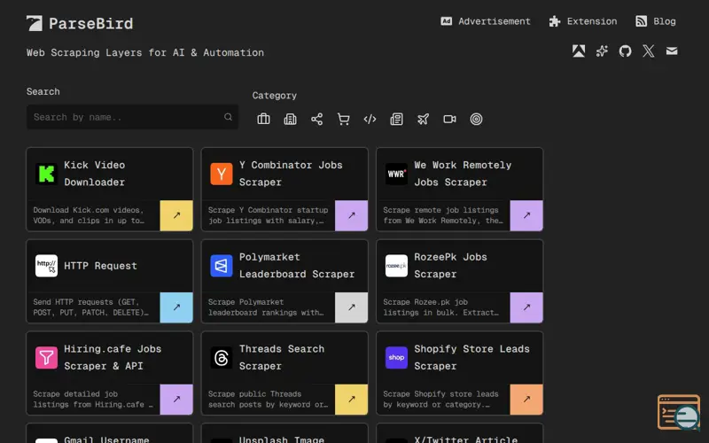 Screenshot of ParseBird