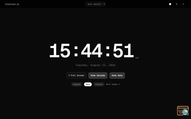 Screenshot of Live Clock Online — Real-Time Digital Clock with Seconds