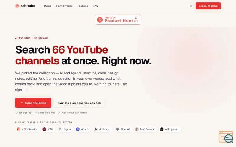 Screenshot of asktube.xyz