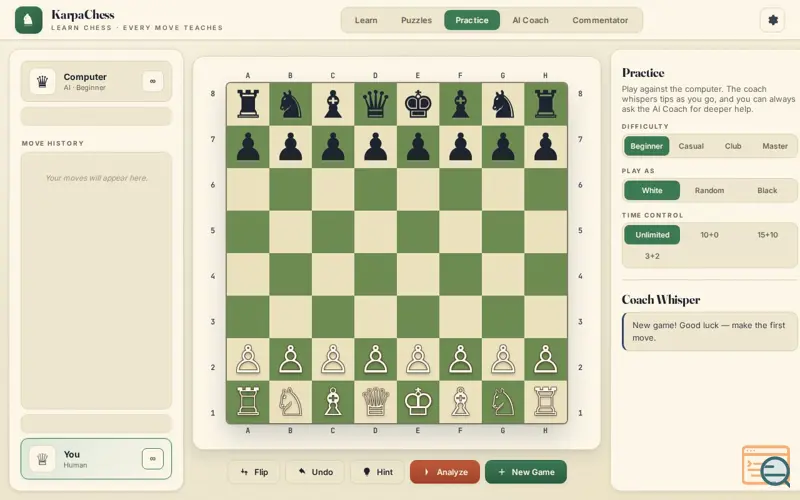 Screenshot of KarpaChess, a launch using Online.net DNS