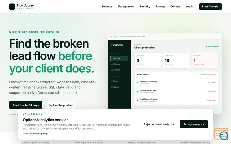Screenshot of FlowUptime