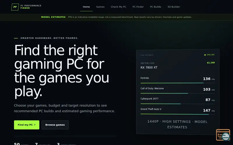 Screenshot of PC Performance Finder