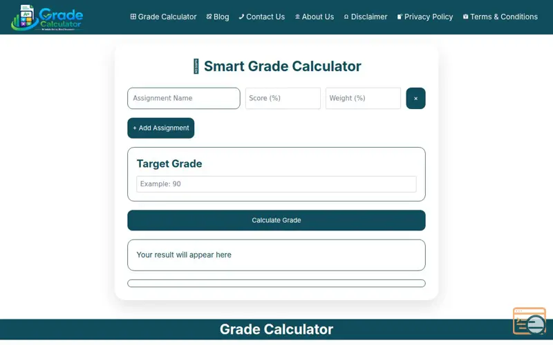 Screenshot of Grade Calculator