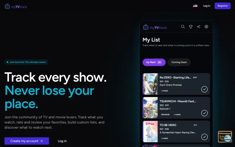 Screenshot of myTVtrack