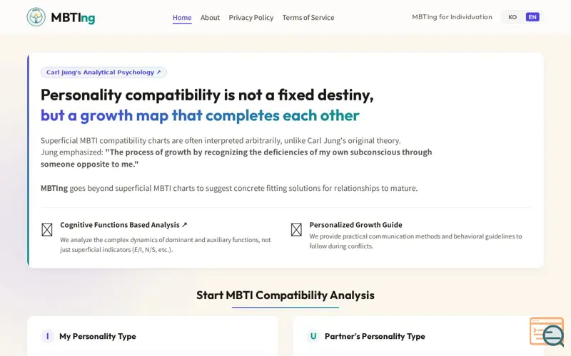 Screenshot of MBTIng