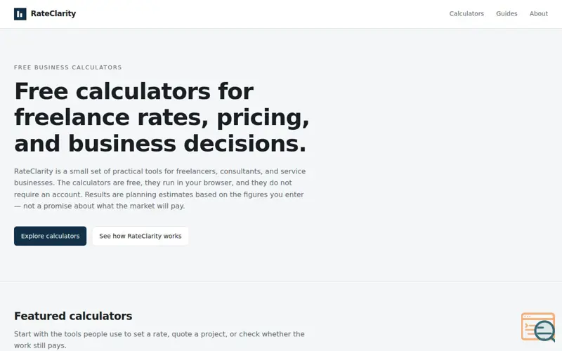 Screenshot of RateClarity