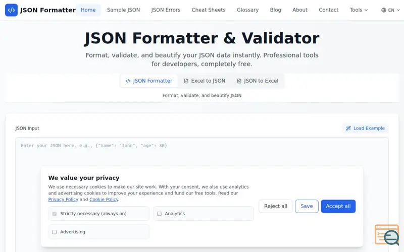 Screenshot of JSON Formatter Blob Viewer