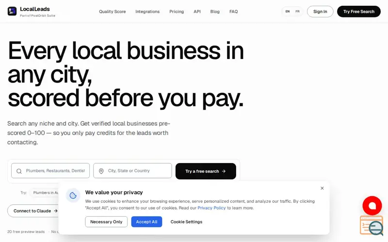 Screenshot of LocalLeads by PostOrbit
