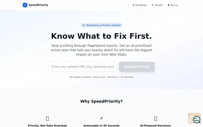 Screenshot of SpeedPriority