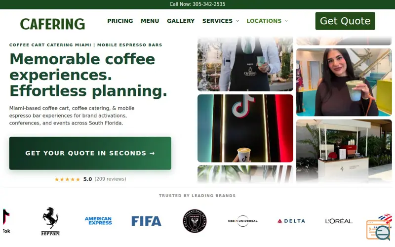 Screenshot of Cafering - Coffee Cart Catering Miami