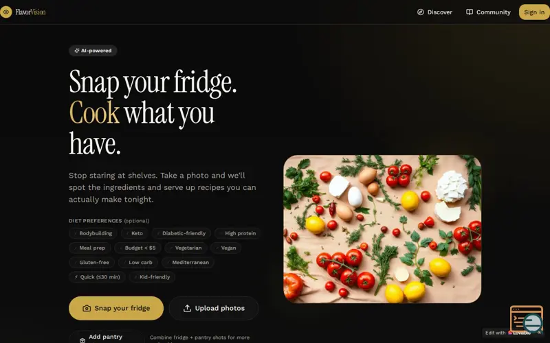 Screenshot of Flavor Vision