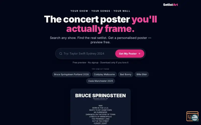Screenshot of SetlistArt