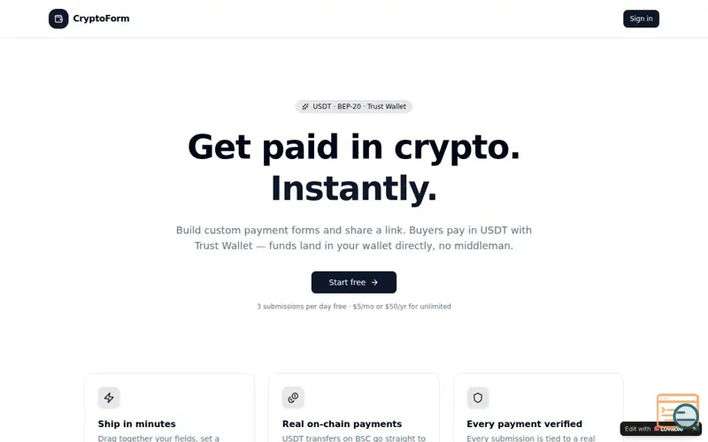 Screenshot of CryptoForm