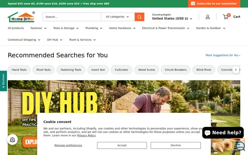 Screenshot of HomeDIYer, a launch using Flickity