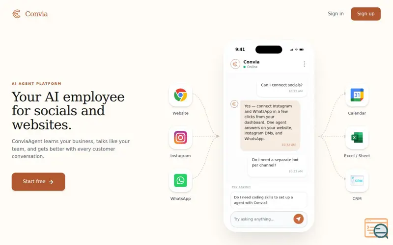 Screenshot of Convia AI Agent