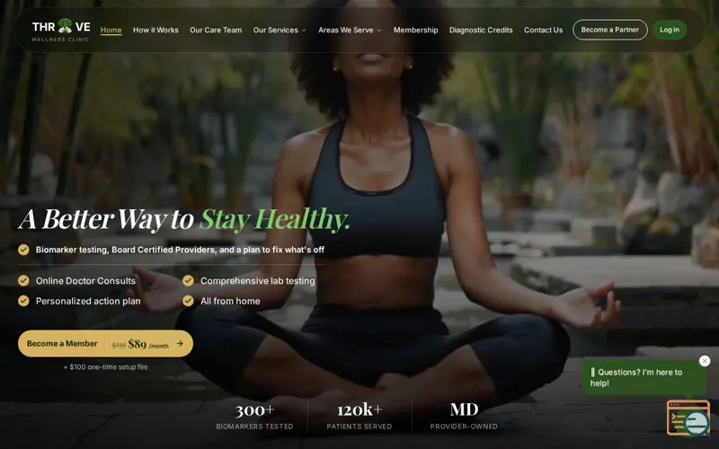 Screenshot of THRYVE Wellness Clinic