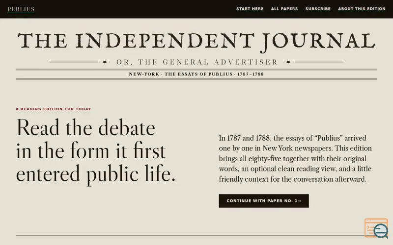 Screenshot of Federalist Reader