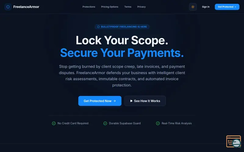 Screenshot of FreelanceArmor — Freelancer Protection Platform