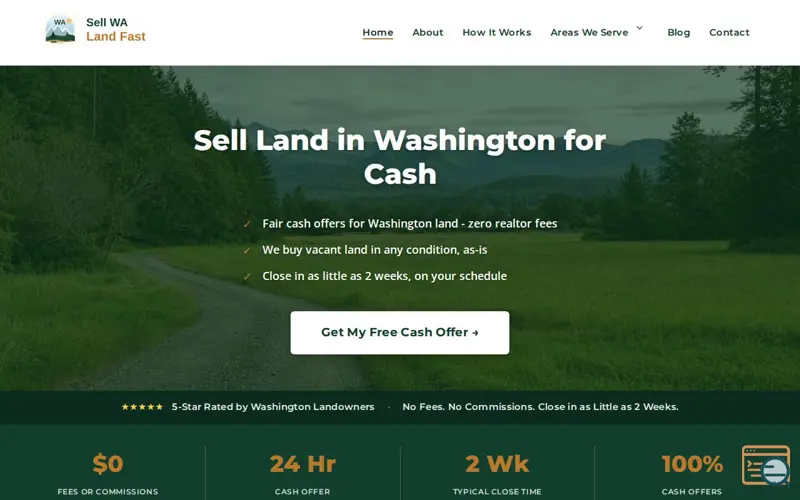 Screenshot of Sell WA Land Fast