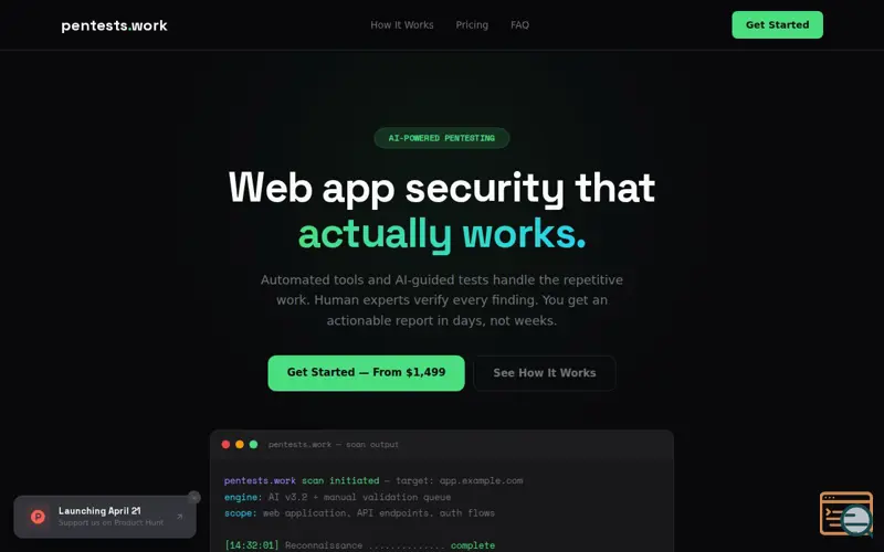 Screenshot of pentests.work
