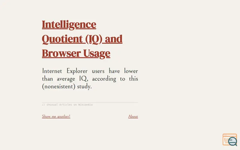 Screenshot of Unusual Wikipedia