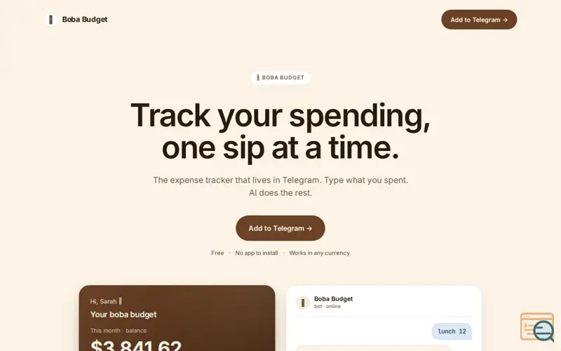 Screenshot of Boba Budget