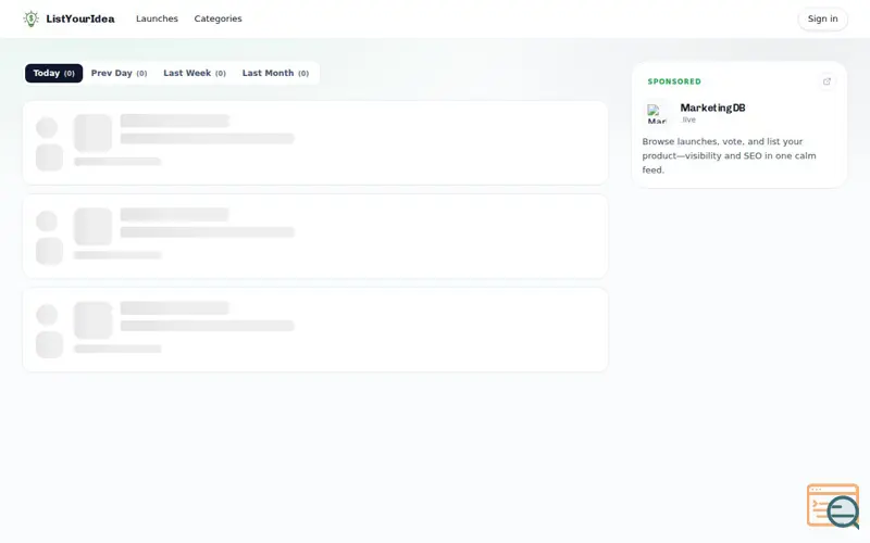 Screenshot of ListYourIdea