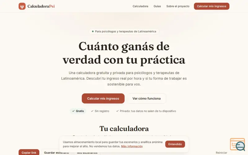 Screenshot of CalculadoraPsi