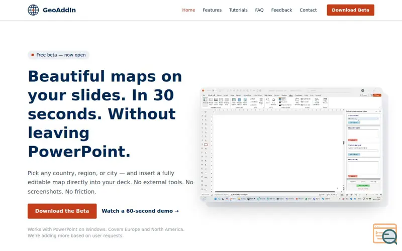 Screenshot of GeoAddIn — PowerPoint extension
